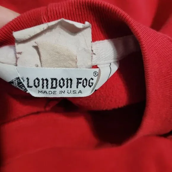 London Fog Medium sweatshirt sweater pullover red ribbed distressed vintage USA - Picture 10 of 13